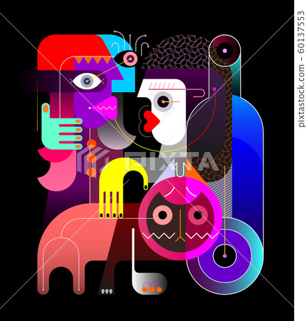 Two women and a cat Two women and a cat 60137553