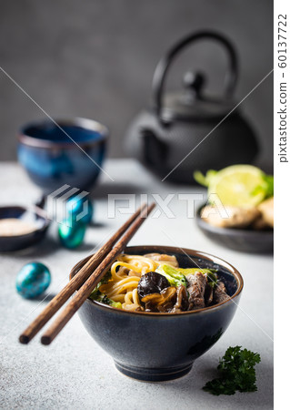 Asian ramen noodles soup 60137722