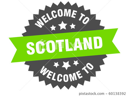 Scotland sign. welcome to Scotland green sticker 60138392