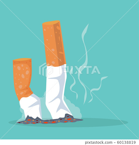 Cigarettes with smoking product Flat illustration 60138819