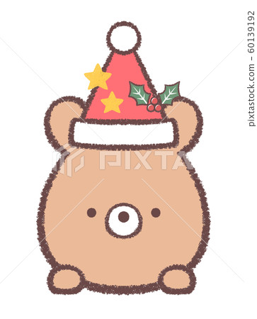 Bear December Christmas hat and stars and holly 60139192