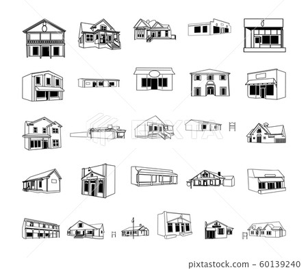 building cartoon clipart collection. Vector Illustration.. Collection set 60139240