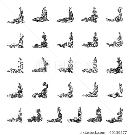 corner frame collection set. Floral elegant Design element vector. Collection set 60139277