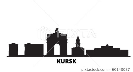 Russia, Kursk city skyline isolated vector illustration. Russia, Kursk travel black cityscape Russia, Kursk city skyline isolated vector illustration. Russia, Kursk travel black cityscape 60140087