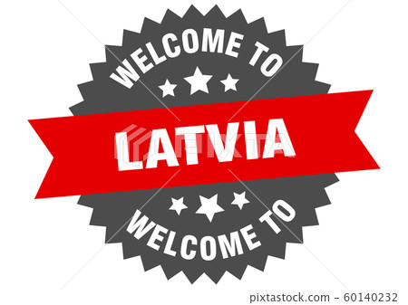 Latvia sign. welcome to Latvia red sticker 60140232