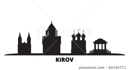 Russia, Kirov city skyline isolated vector illustration. Russia, Kirov travel black cityscape 60140771