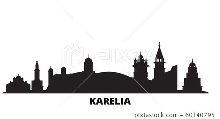 Russia, Karelia city skyline isolated vector illustration. Russia, Karelia travel black cityscape 60140795