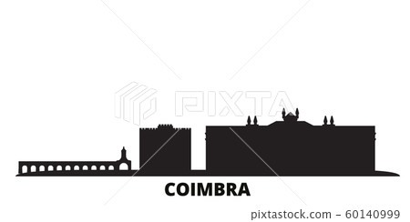 Portugal, Coimbra city skyline isolated vector illustration. Portugal, Coimbra travel black cityscape 60140999