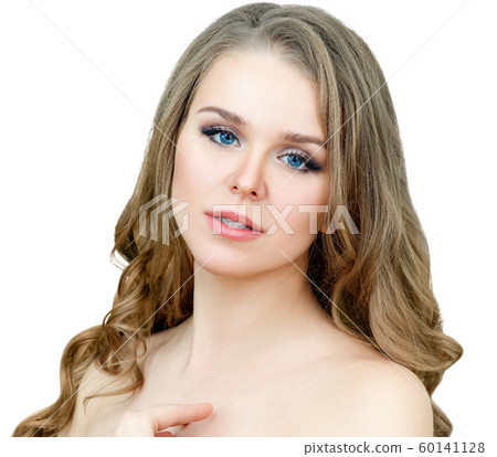 Beauty portrait of blonde woman with wavy hair. Beauty portrait of blonde woman with wavy hair. 60141128