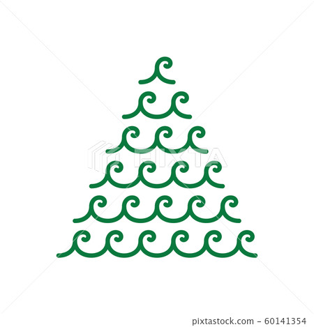 Wave Christmas tree symbol. Greek flat ornaments. 60141354