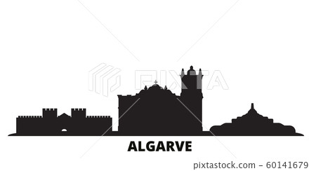 Portugal, Algarve city skyline isolated vector illustration. Portugal, Algarve travel black cityscape 60141679