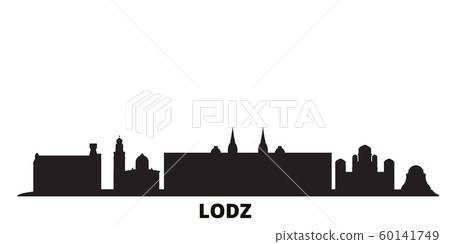 Poland, Lodz city skyline isolated vector illustration. Poland, Lodz travel black cityscape Poland, Lodz city skyline isolated vector illustration. Poland, Lodz travel black cityscape 60141749