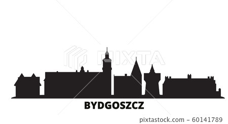 Poland, Bydgoszcz city skyline isolated vector illustration. Poland, Bydgoszcz travel black cityscape 60141789