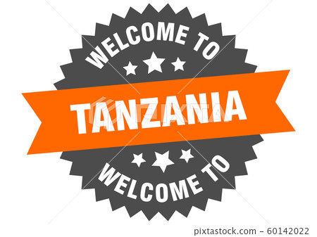 Tanzania sign. welcome to Tanzania orange sticker 60142022