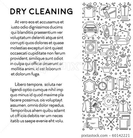Dry cleaning and laundry service line icons on poster Dry cleaning and laundry service line icons on poster 60142221
