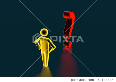 3d businessman opposite a question mark. 3d rendering 3d businessman opposite a question mark. 3d rendering 60142222