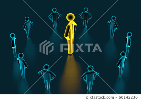 Leader and team. 3d rendering 60142230