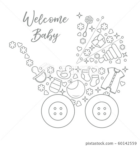 Newborn baby vector illustration Baby stroller Newborn baby vector illustration Baby stroller 60142559