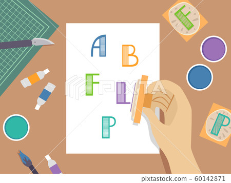 Hand Stamping Illustration 60142871