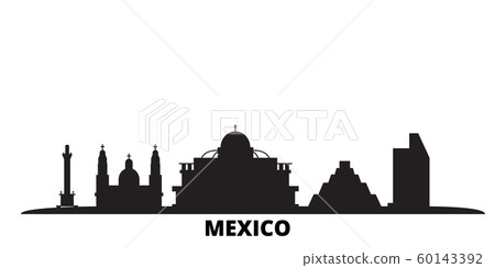 Mexico, Mexico City city skyline isolated vector illustration. Mexico, Mexico City travel black cityscape 60143392