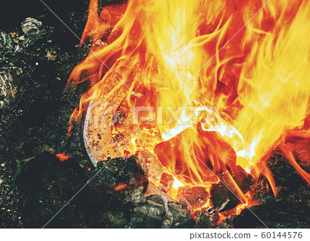 Burning fire in the blacksmith coal forge. Red hot Burning fire in the blacksmith coal forge. Red hot 60144576