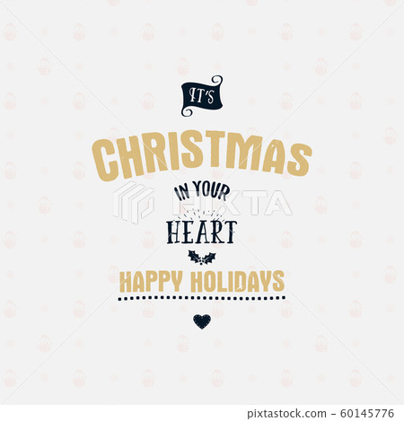 Merry Christmas season graphic print, t shirt design for xmas party, cricut. Holiday decor with ribbon and text - Christmas in your heart. Stock vector isolated Merry Christmas season graphic print, t shirt design for xmas party, cricut. Holiday decor with ribbon and text - Christmas in your heart. Stock vector isolated 60145776
