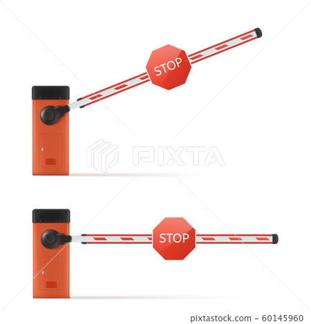 Realistic detailed illustration of a car barrier. open and closed Realistic detailed illustration of a car barrier. open and closed 60145960