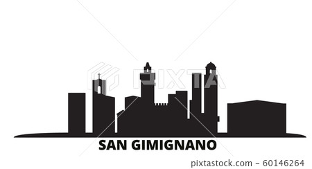 Italy, San Gimignano City city skyline isolated vector illustration. Italy, San Gimignano City travel black cityscape 60146264