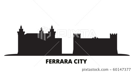 Italy, Ferrara City city skyline isolated vector illustration. Italy, Ferrara City travel black cityscape 60147377