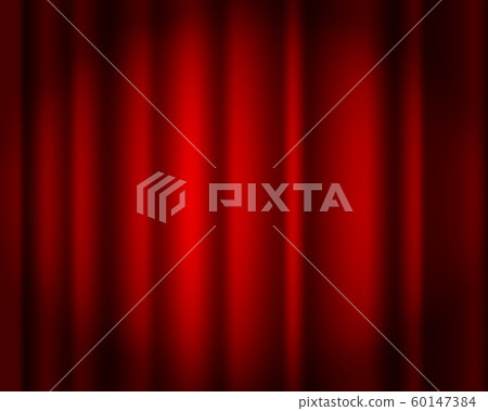 Curtain red vector isolated. Drapery. Theater scene, opera, concert or cinema. Curtain stage. Red 60147384