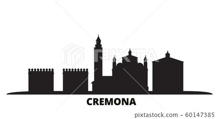 Italy, Cremona city skyline isolated vector illustration. Italy, Cremona travel black cityscape 60147385