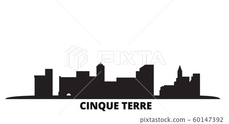 Italy, Cinque Terre city skyline isolated vector illustration. Italy, Cinque Terre travel black cityscape Italy, Cinque Terre city skyline isolated vector illustration. Italy, Cinque Terre travel black cityscape 60147392