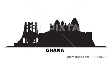 Ghana city skyline isolated vector illustration. Ghana travel black cityscape 60148665