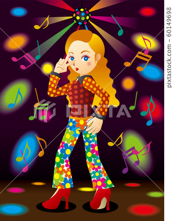 插图素材: 复古时尚女人在迪斯科舞会上跳舞 查看全部