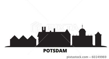 Germany, Potsdam city skyline isolated vector illustration. Germany, Potsdam travel black cityscape Germany, Potsdam city skyline isolated vector illustration. Germany, Potsdam travel black cityscape 60149969