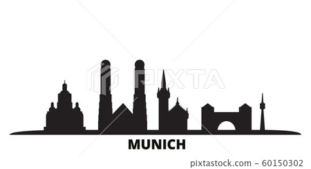 Germany, Munich city skyline isolated vector illustration. Germany, Munich travel black cityscape 60150302