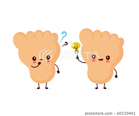 Cute happy human leg foot with question mark 60150401