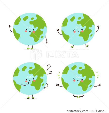 Cute happy Earth planet character set Cute happy Earth planet character set 60150540