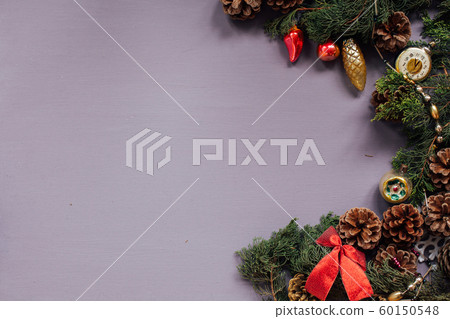 Christmas card gifts decor for the new year on a purple background 60150548
