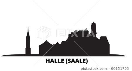 Germany, Halle (Saale) city skyline isolated vector illustration. Germany, Halle (Saale) travel black cityscape Germany, Halle (Saale) city skyline isolated vector illustration. Germany, Halle (Saale) travel black cityscape 60151793