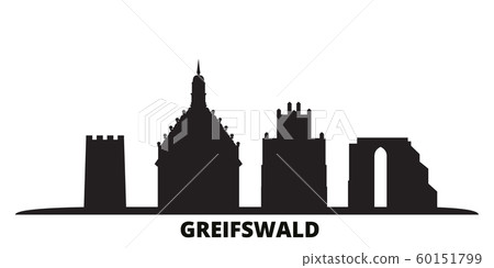 Germany, Greifswald city skyline isolated vector illustration. Germany, Greifswald travel black cityscape 60151799