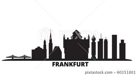 Germany, Frankfurt city skyline isolated vector illustration. Germany, Frankfurt travel black cityscape Germany, Frankfurt city skyline isolated vector illustration. Germany, Frankfurt travel black cityscape 60151801