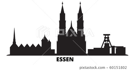 Germany, Essen city skyline isolated vector illustration. Germany, Essen travel black cityscape Germany, Essen city skyline isolated vector illustration. Germany, Essen travel black cityscape 60151802