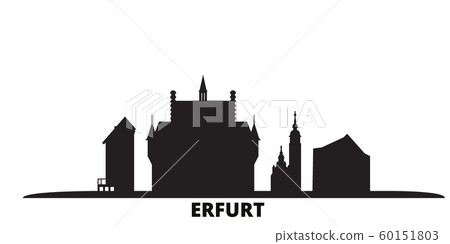 Germany, Erfurt city skyline isolated vector illustration. Germany, Erfurt travel black cityscape Germany, Erfurt city skyline isolated vector illustration. Germany, Erfurt travel black cityscape 60151803