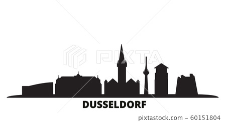 Germany, Dusseldorf city skyline isolated vector illustration. Germany, Dusseldorf travel black cityscape 60151804