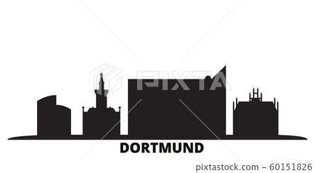 Germany, Dortmund city skyline isolated vector illustration. Germany, Dortmund travel black cityscape 60151826