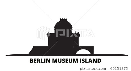 Germany, Berlin, Museum Island city skyline isolated vector illustration. Germany, Berlin, Museum Island travel black cityscape 60151875