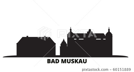 Germany, Bad Muskau city skyline isolated vector illustration. Germany, Bad Muskau travel black cityscape 60151889