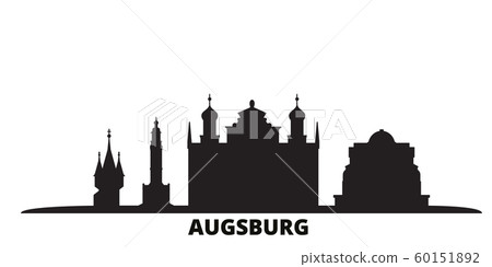 Germany, Augsburg city skyline isolated vector illustration. Germany, Augsburg travel black cityscape Germany, Augsburg city skyline isolated vector illustration. Germany, Augsburg travel black cityscape 60151892