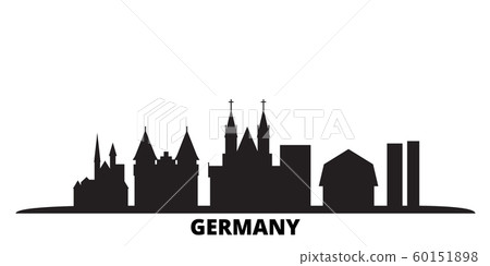 Germany city skyline isolated vector illustration. Germany travel black cityscape 60151898